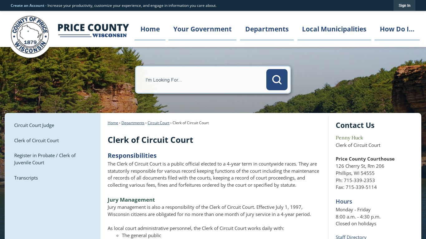 Clerk of Circuit Court | Price County, WI - Official Website